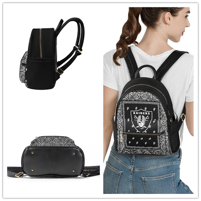 Las Vegas Raiders PU Leather Casual Backpack 001